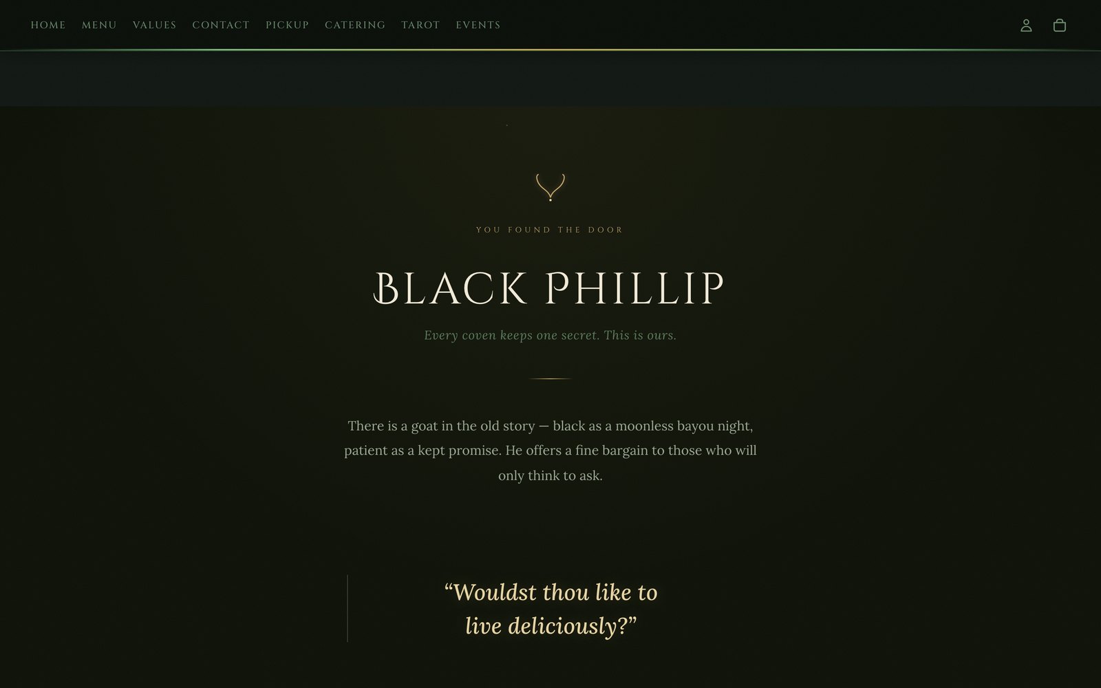 The Black Phillip page: You Found The Door, a goat's story, and a spoken question