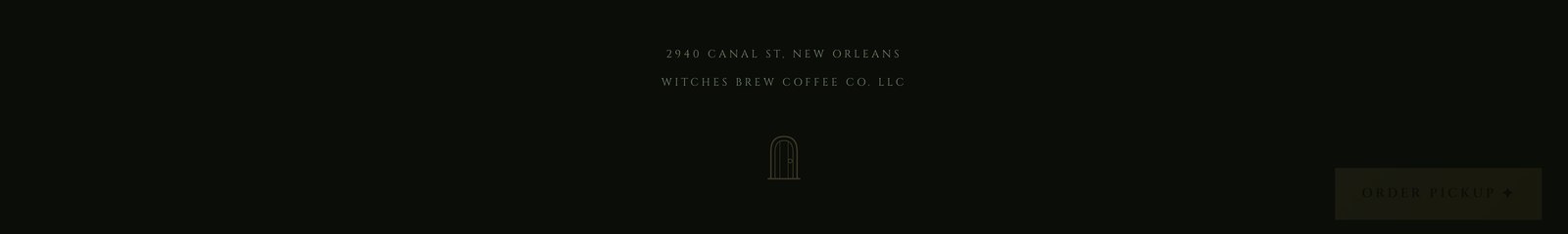 The menu page footer with a faint arched door outline below the address