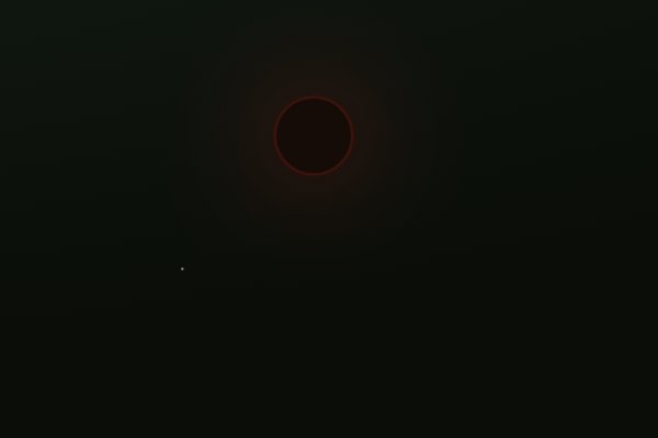 Close-up of the eclipsed moon: dark disc with a blood-red rim