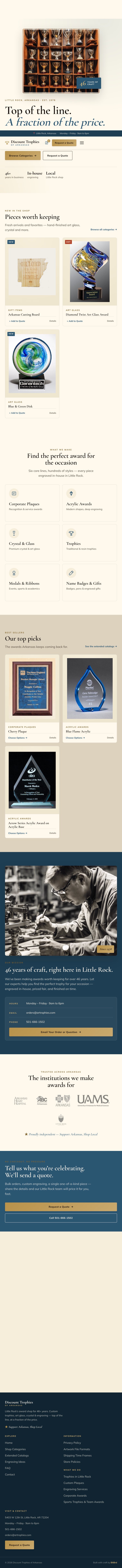 Discount Trophies of Arkansas, full site scrolling preview