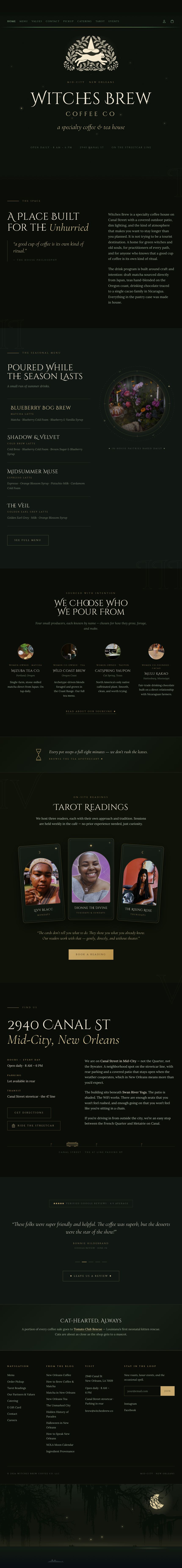 witchesbrew.co, full site scrolling preview